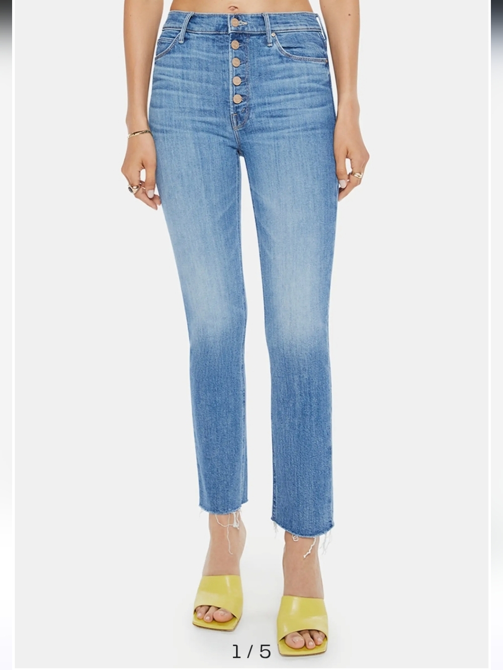 MOTHER The Pixie Dazzler Ankle Frey High Rise Button-Fly Denim Boogie Down NWT